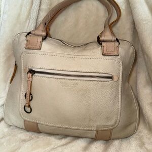 American Leather Company Cream Handbag with tan accents-read description